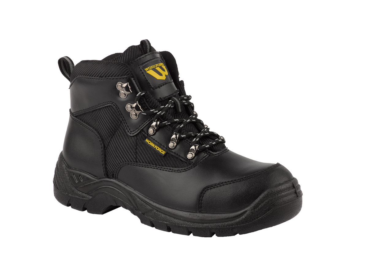 Workforce WF41-P Black Leather Safety Hiker Boot – Steel Toe S1P