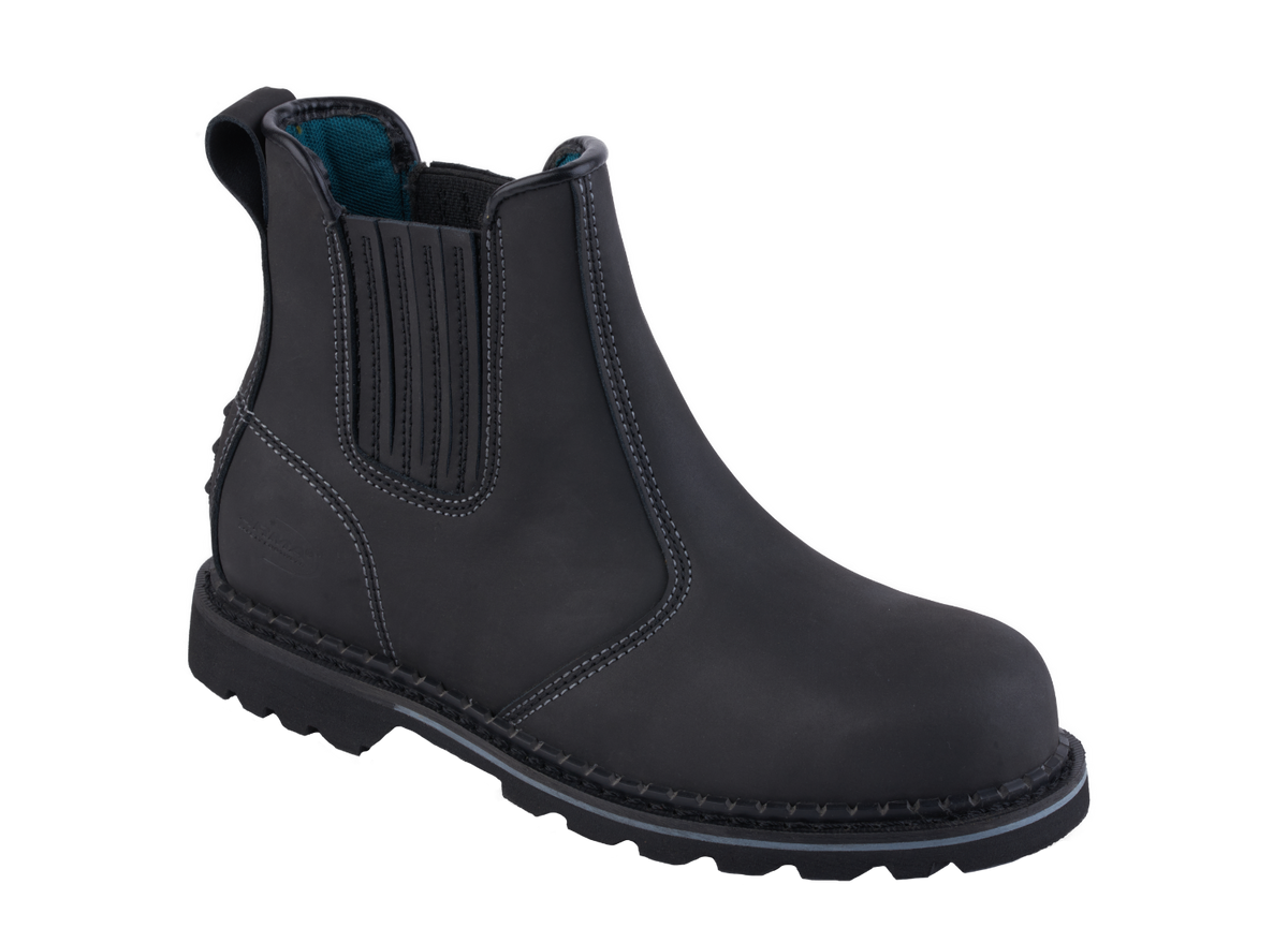A21-DEFENDER Black Chelsea Safety Boot – S3 SRC HRO Work Footwear