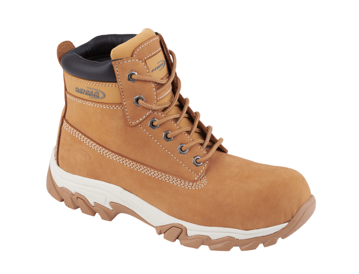 A20-STORM S1P Honey Nubuck Metal-Free Safety Boots – Lightweight, Slip Resistant