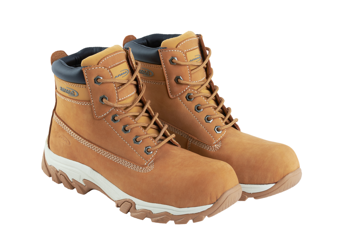 A20-STORM S1P Honey Nubuck Metal-Free Safety Boots – Lightweight, Slip Resistant