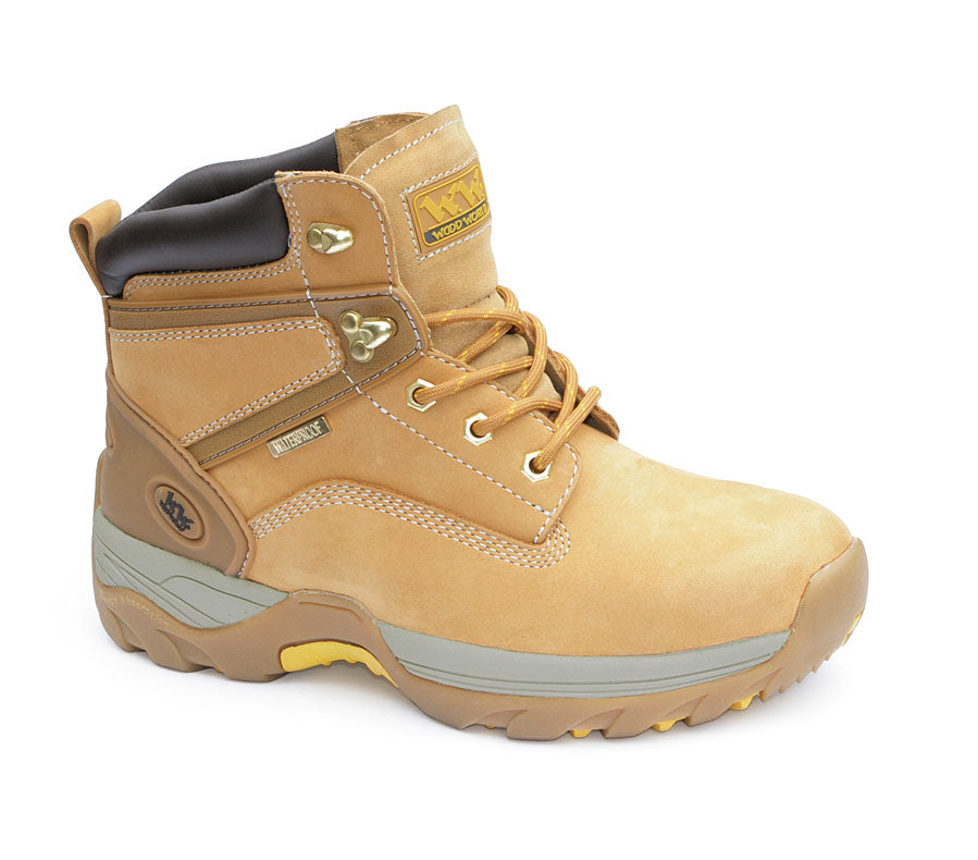 Wood World WW11Hi-P SBP/SRA Waterproof Safety Boots – Steel Toe, Nubuck Leather, Slip Resistant
