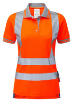 Women's Hi-Vis Polo Shirt Orange Recycled Short Sleeve PR701-R