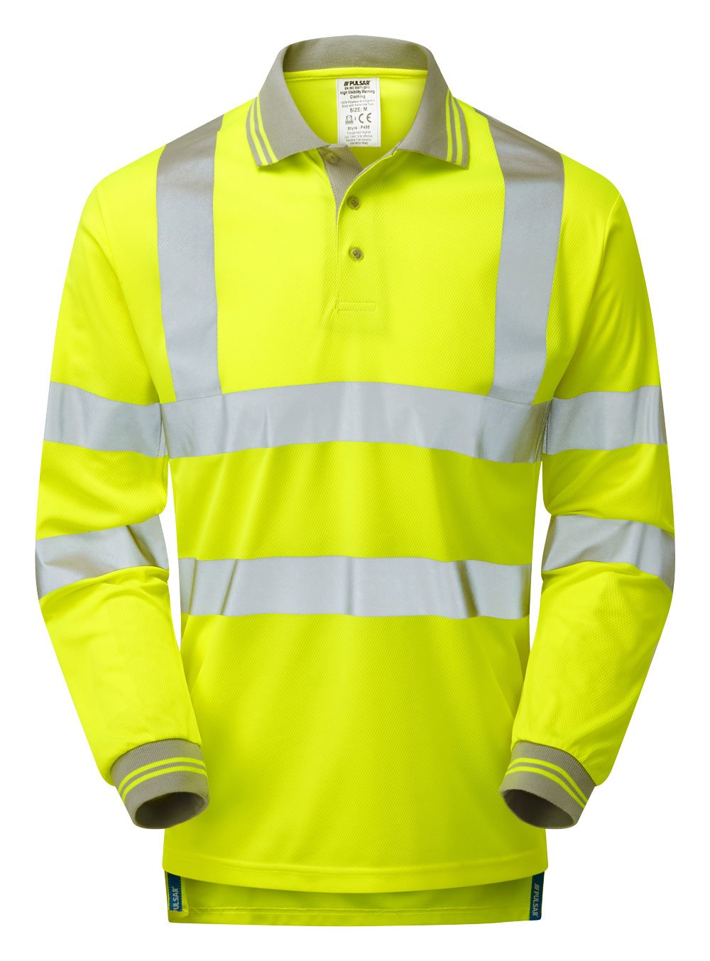 PULSAR Protect Hi-Vis Long Sleeve Polo Shirt Yellow P458-R