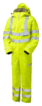 Hi-Vis Waterproof Coverall Yellow with Hood P522-YEL