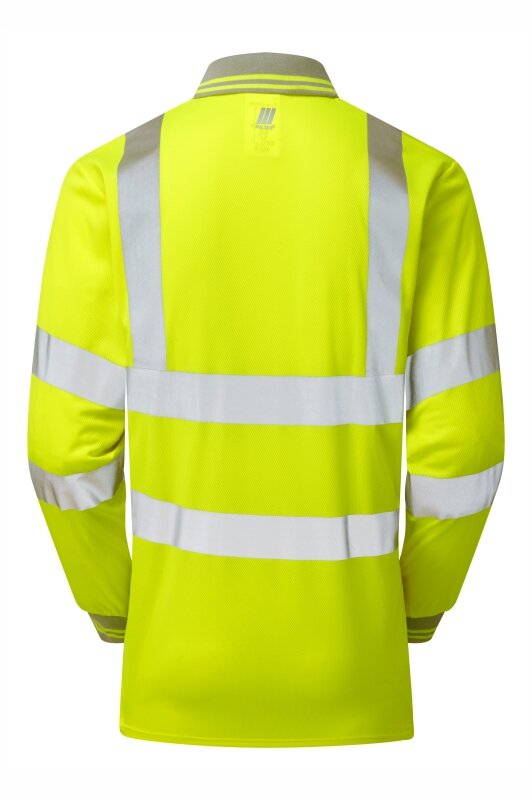 Hi-Vis Yellow Long Sleeve Polo Shirt Moisture Wicking P458-YEL