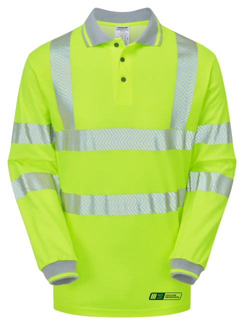 PULSAR Long Sleeve Hi-Vis Yellow Polo Shirt LFE925-YEL