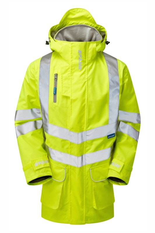 Hi-Vis Mesh Lined Storm Coat Yellow Waterproof P421-YEL