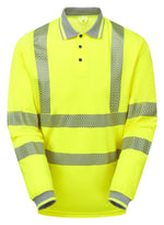 PULSAR LIFE Men's Hi-Vis Long Sleeve Yellow Polo Shirt LFE925