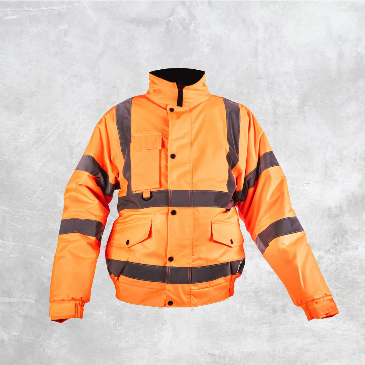 Hi-Viz Bomber Jacket | Class 3 Waterproof Workwear with Fleece Collar