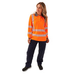 Jaya Hi-Vis Women’s Long Sleeve Bird Eye Polo – EN ISO 20471 High Visibility Workwear