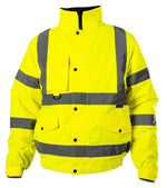 Hi-Viz Bomber Jacket | Class 3 Waterproof Workwear with Fleece Collar