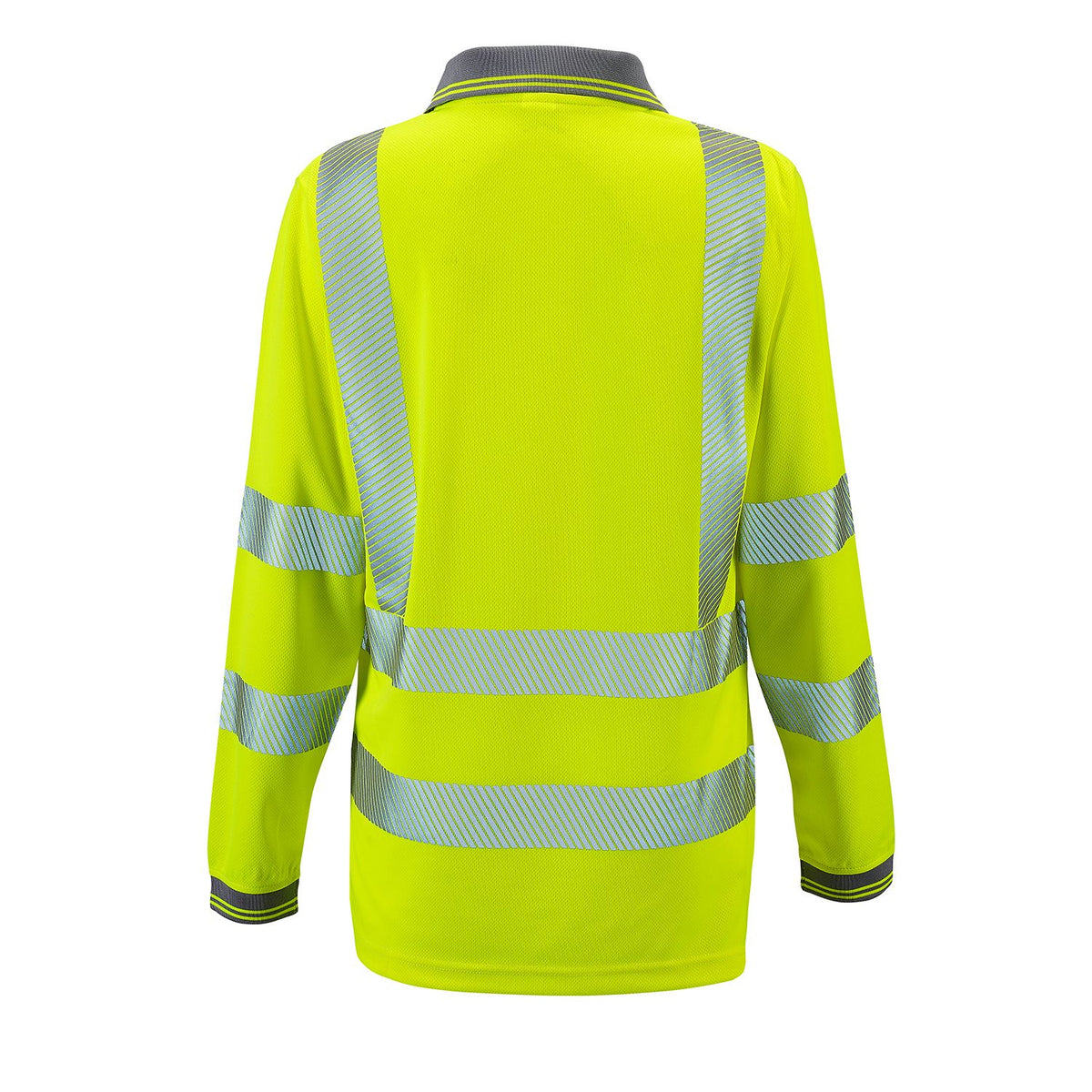 Jaya Hi-Vis Women’s Long Sleeve Bird Eye Polo – EN ISO 20471 High Visibility Workwear