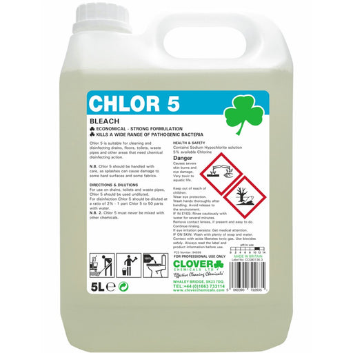 Chlor 5 High Strength Disinfectant Bleach 5 Litres