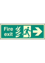 photoluminescent htm fire exit safety sign - right