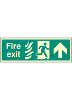 HTM Fire Exit Safety Sign - Arrow Up Straight On