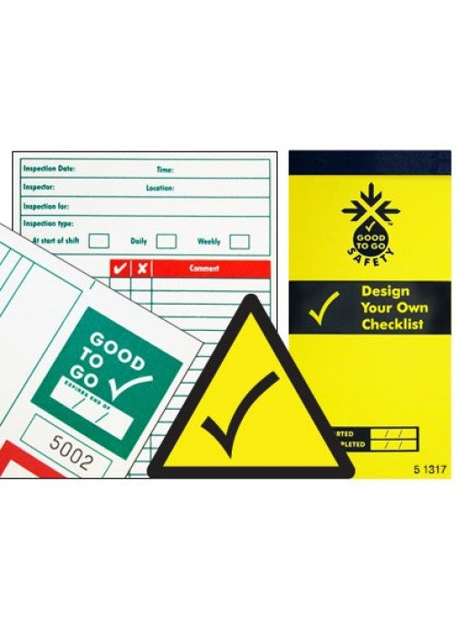 design your own, good to go inspection check book