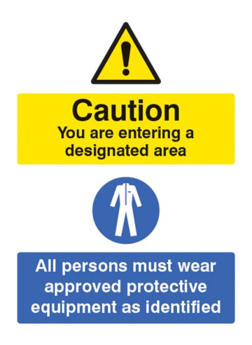 Designated Area All Persons Must Wear PPE Safety Sign