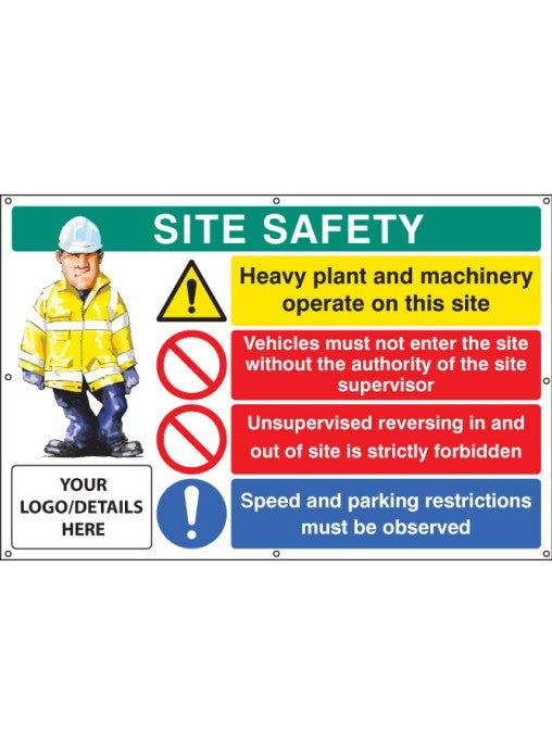 PPE Site Safety Banner with Eyelets - 55125 - Add Your Logo