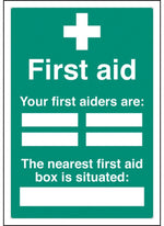 Your First Aiders Are / Kit Location - Adapt-A-Sign