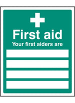 Your First Aiders Are Safety Sign