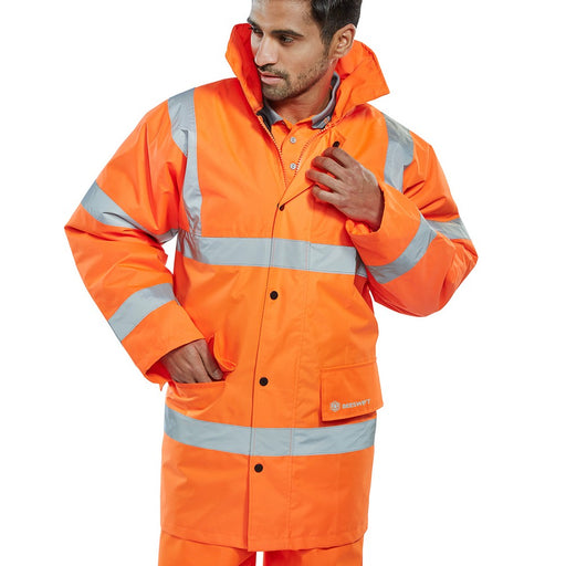 Rail spec orange hi-vis jacket
