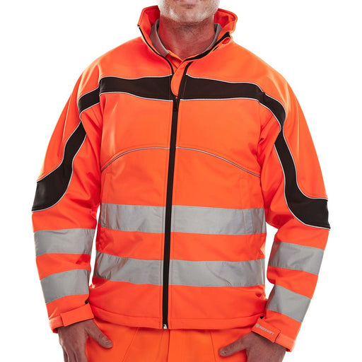 BeSeen Eton orange hi-viz softshell coat
