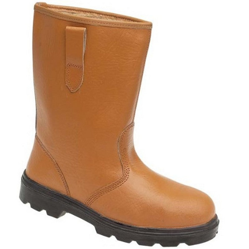 Tan HyGrip Warm Lined Safety Rigger Boots with Steel Toe & Midsole, SRC Rated (Sizes 3–13)
