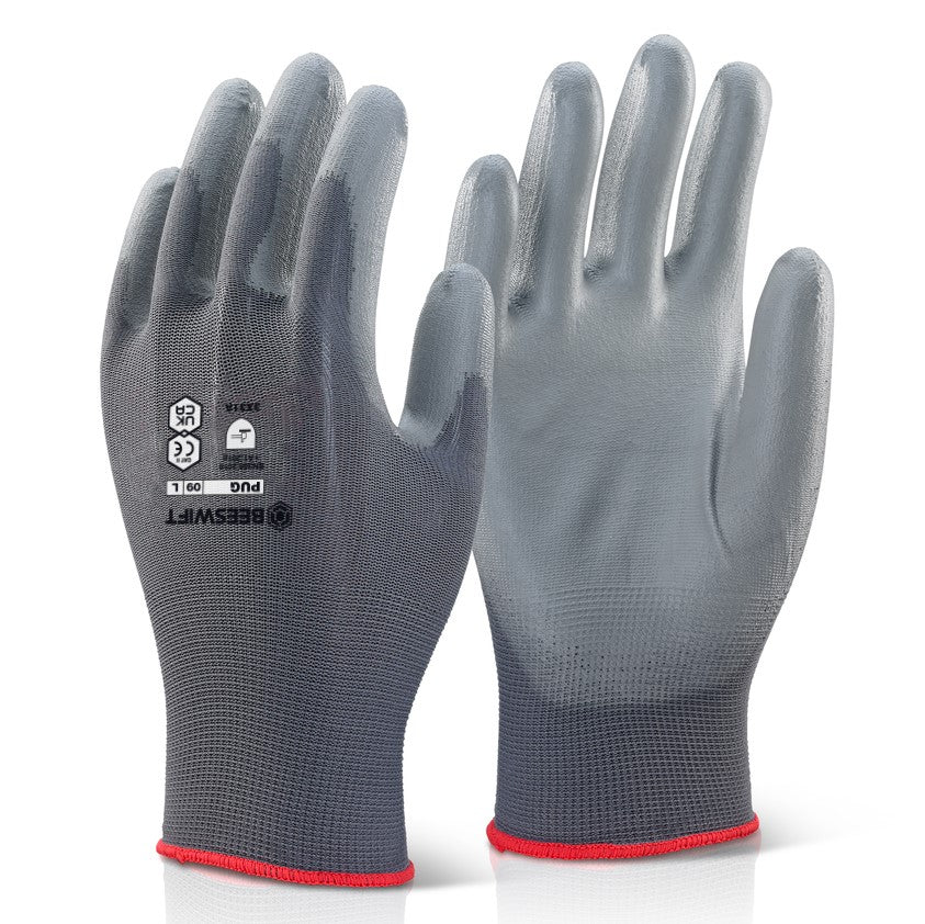 Beeswift pug pu grey work gloves