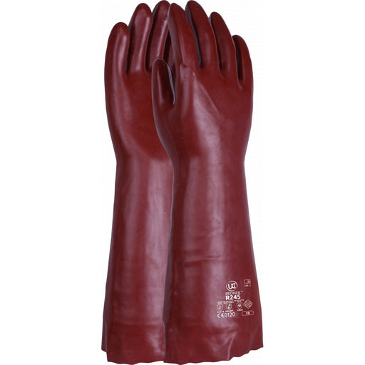R245 PVC Red Gauntlet (45cm) 18" Chemical safety work gloves