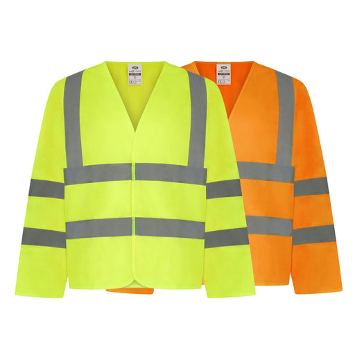 Hi-Viz Long Sleeved Jerkin Waistcoat Vest Class 3 - Orange or Yellow
