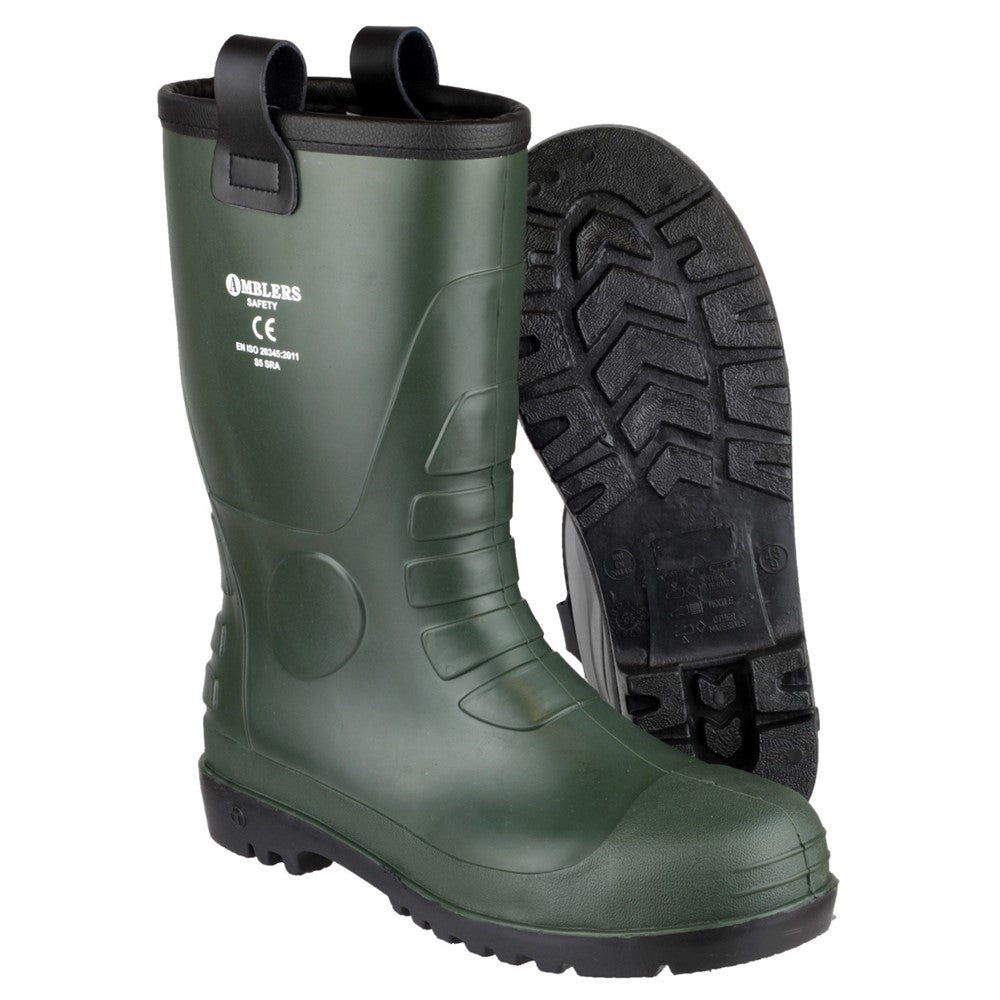 FS97 Amblers Green Rigger Safety Boot – Waterproof PVC/Nitrile, Steel Toe & Midsole