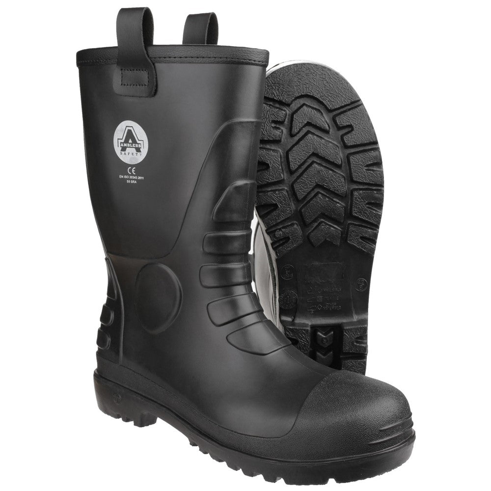 FS90 Amblers Black Rigger Safety Boot – Waterproof PVC/Nitrile, Steel Toe & Midsole