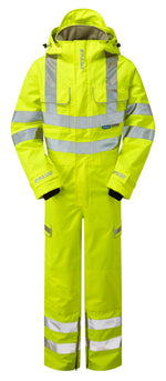 Hi-Vis Waterproof Coverall Yellow with Hood P522-YEL