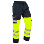 Leo BIDEFORD Hi-Vis Yellow/Navy Cargo Work Trousers Class 1 CT01-Y/NV-LEO
