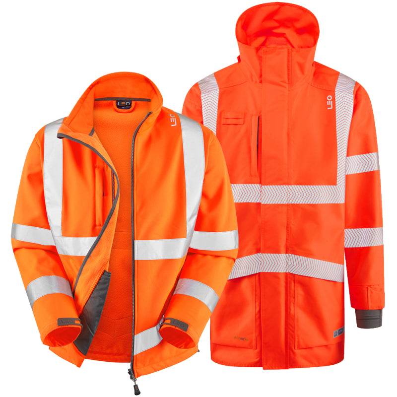 Leo CLOVELLY & BUCKLAND Hi-Vis Orange Jacket System A04/SJ01-O-LEO