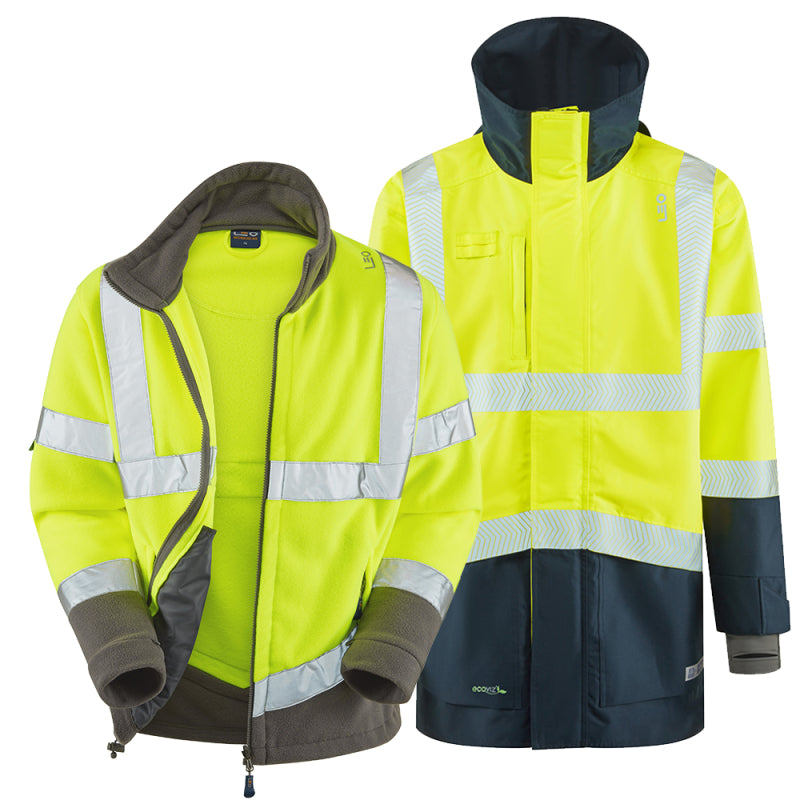 Leo CLOVELLY & HARTLAND Hi-Vis Yellow/Navy Jacket System A04/F01-Y/NV-LEO