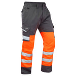 Leo BIDEFORD Hi-Vis Orange/Grey Cargo Work Trousers Class 1 CT01-O/GY-LEO