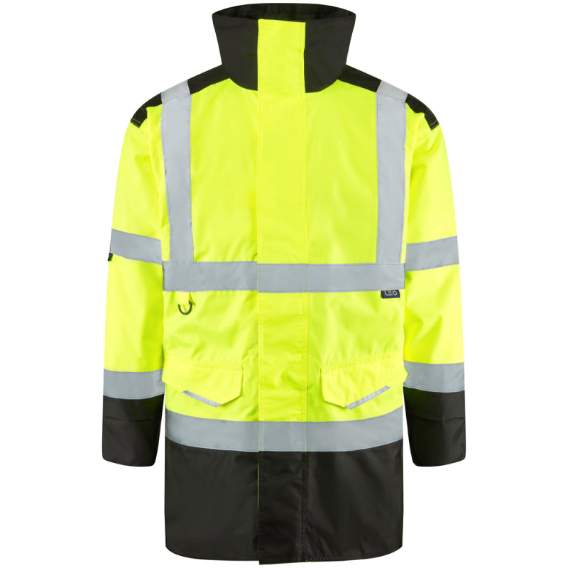 Leo TAWSTOCK Hi-Vis Yellow Black Waterproof Coat A01-Y/BK-LEO