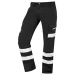 Leo ILFRACOMBE Black Cargo Work Trousers with Knee Pad Pockets CT02-BK-LEO