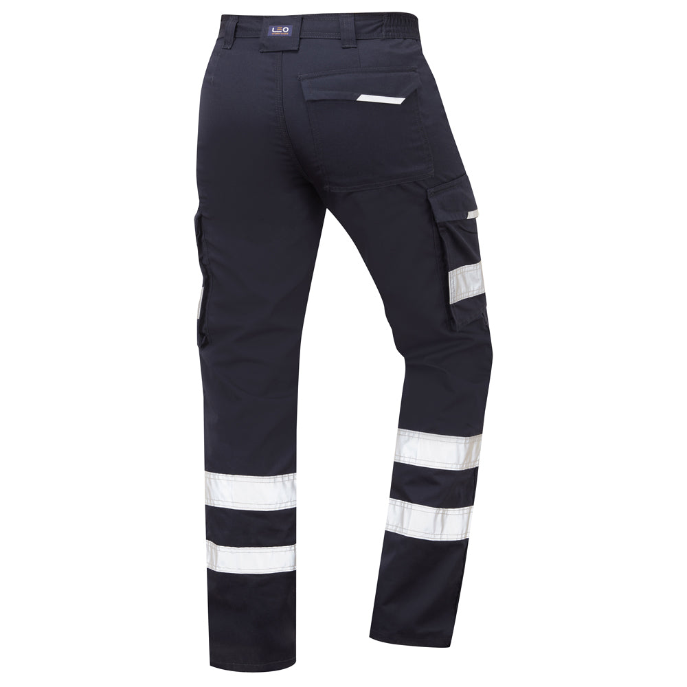 Leo ILFRACOMBE Navy Cargo Work Trousers with Knee Pad Pockets CT02-NV-LEO
