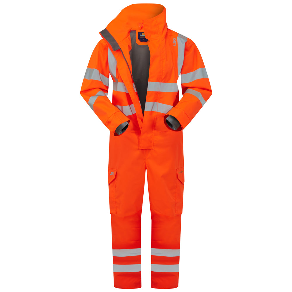 Leo WATERTOWN Hi-Vis Orange Waterproof Coverall CV02-O-LEO