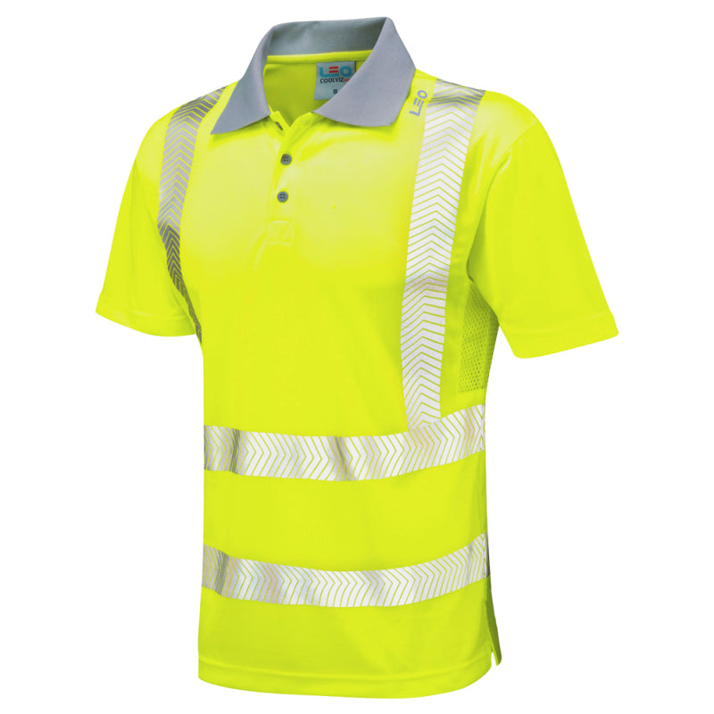 Leo WOOLACOMBE Hi-Vis Yellow Polo Shirt P03-Y-LEO