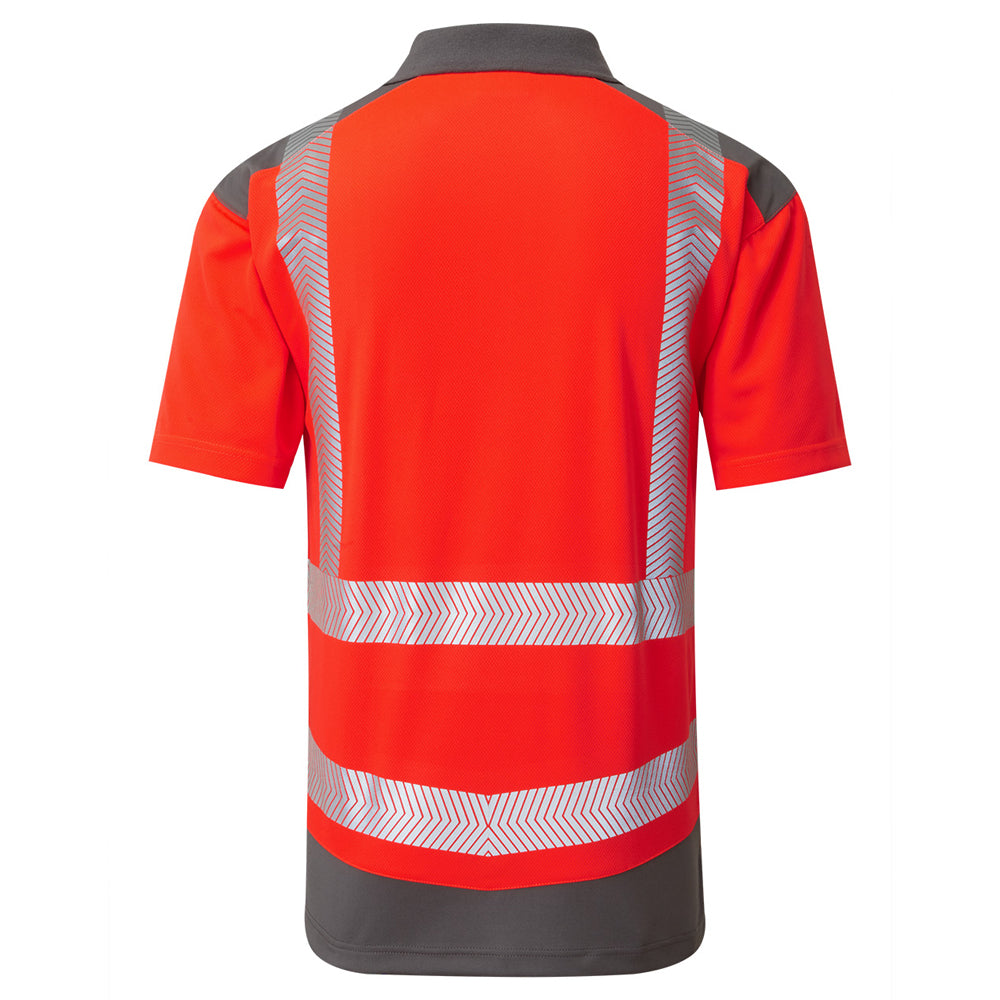 Leo PEPPERCOMBE Hi-Vis Red/Grey Polo Shirt P14-R/GY-LEO