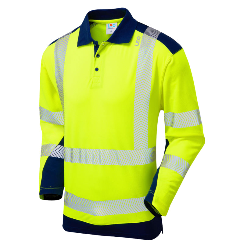 Leo WRINGCLIFF Hi-Vis Yellow/Navy Polo Shirt P15-Y/NV-LEO