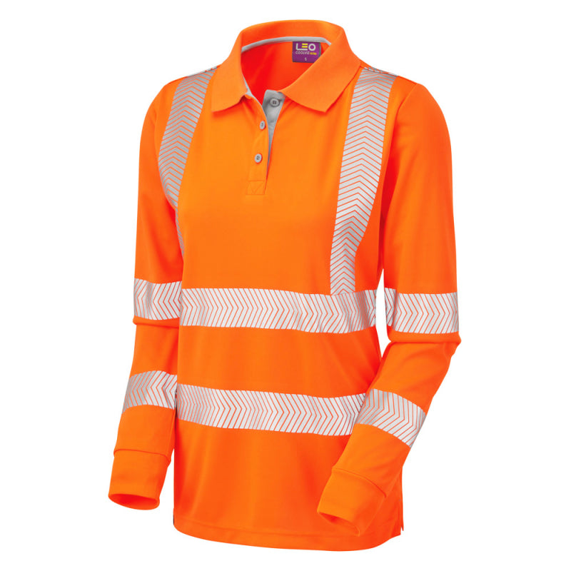 Leo POLLYFIELD Women's Hi-Vis Orange Polo Shirt PL08-O-LEO