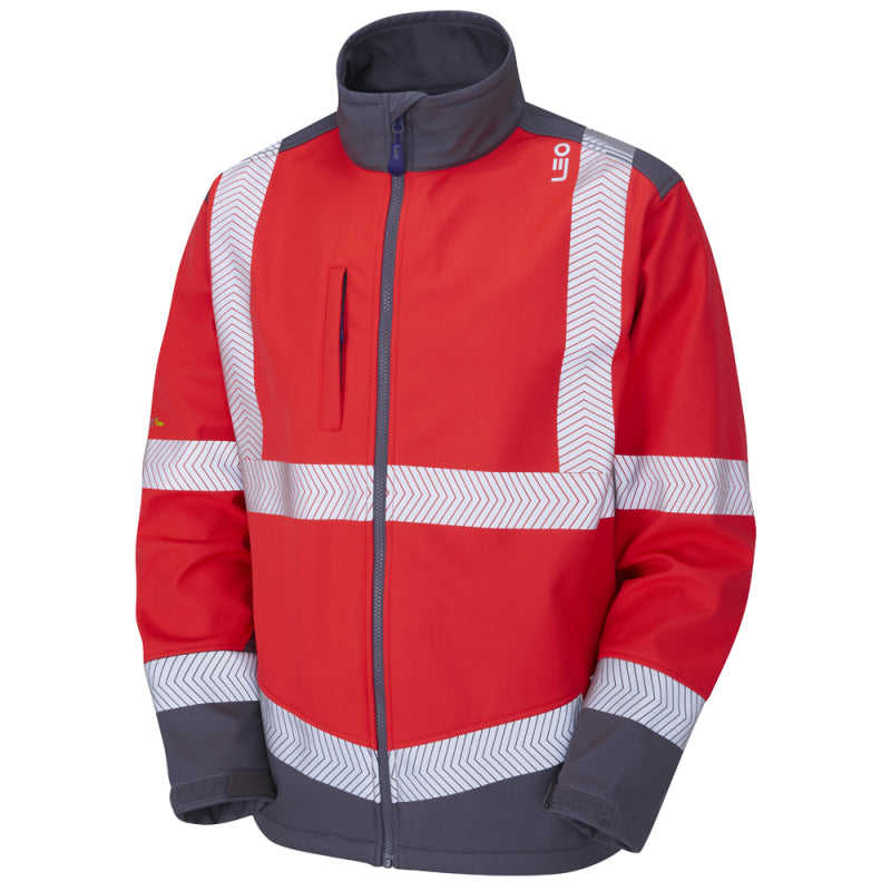 Leo BOWDEN Hi-Vis Red/Grey Softshell Jacket SJ02-R/GY-LEO