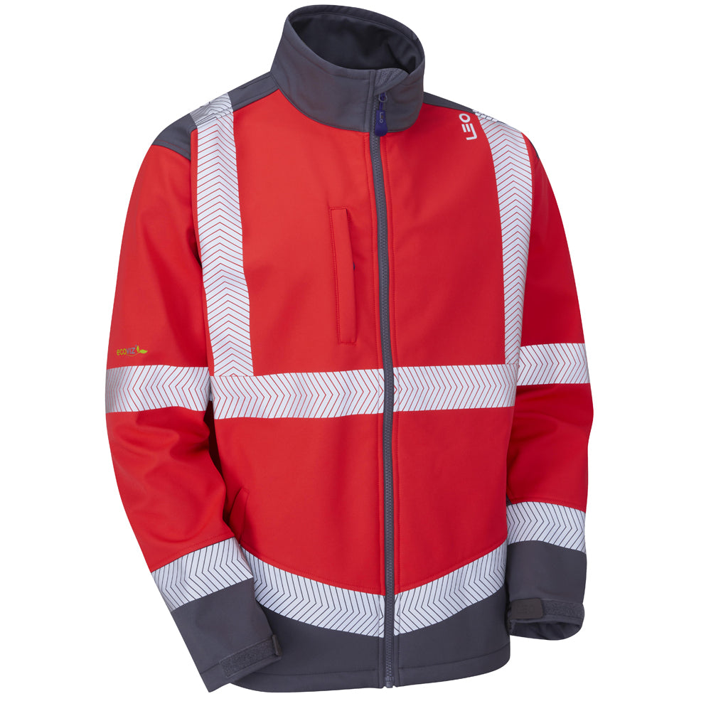 Leo BOWDEN Hi-Vis Red/Grey Softshell Jacket SJ02-R/GY-LEO