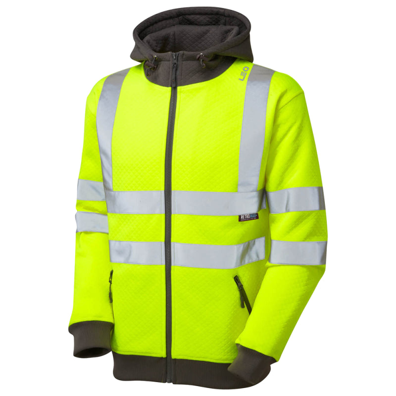 Leo SAUNTON Hi-Vis Yellow Full Zip Hoodie SS02-Y-LEO