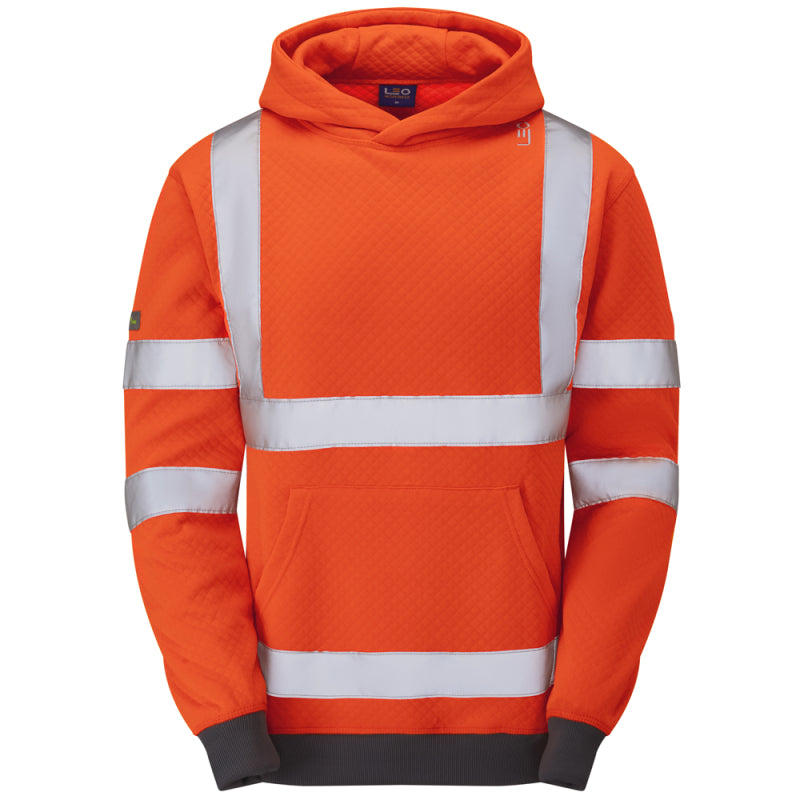 Leo GOODLEIGH Hi-Vis Orange Hooded Sweatshirt SS04-O-LEO
