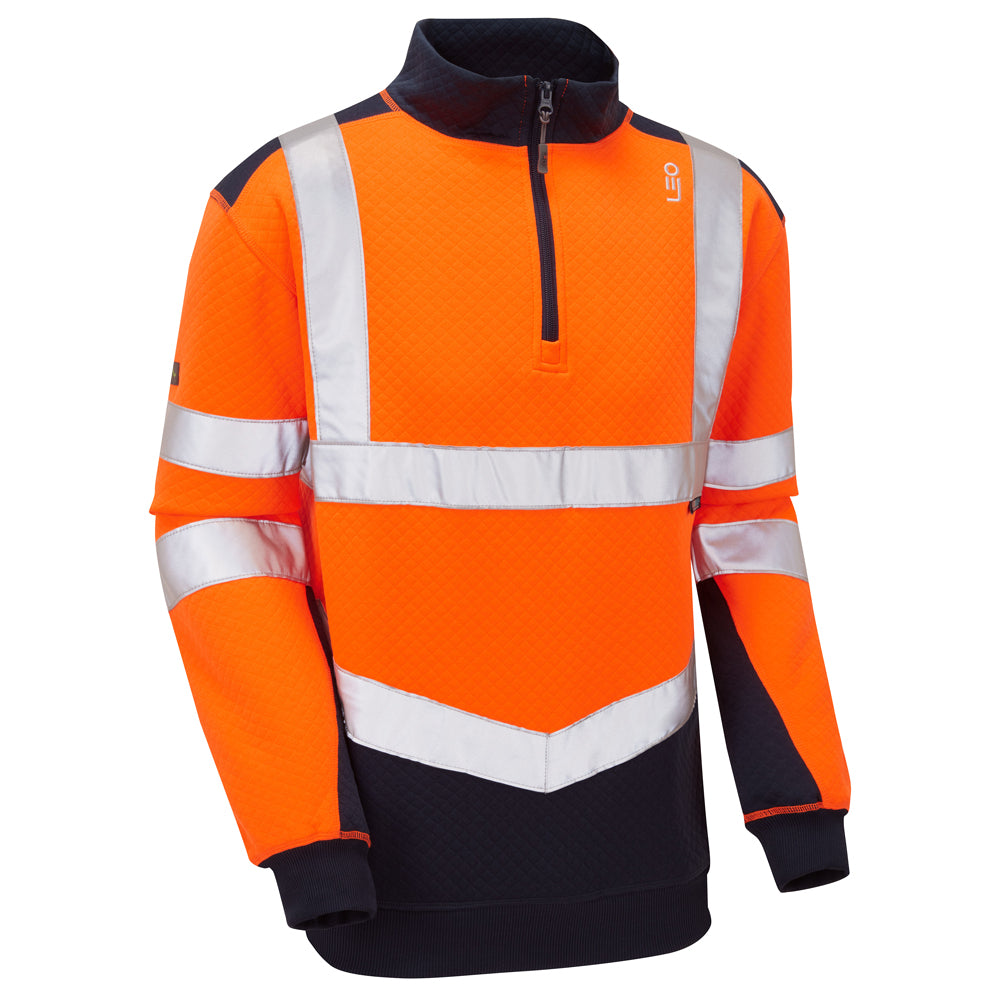 Leo TAPELEY Hi-Vis Orange/Navy 1/4 Zip Sweatshirt SS08-O/NV-LEO